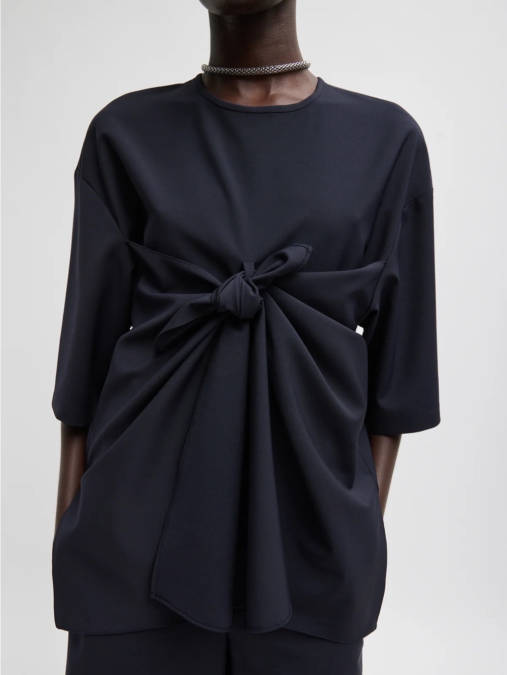 Tibi tropical wool tie front shirt